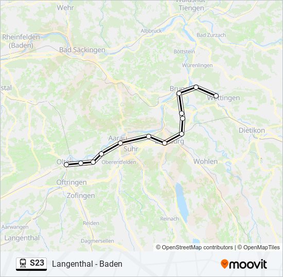 Plan de la ligne S23 de train