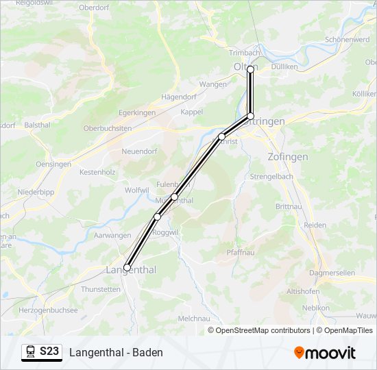 Plan de la ligne S23 de train