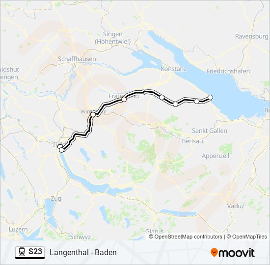 Plan de la ligne S23 de train