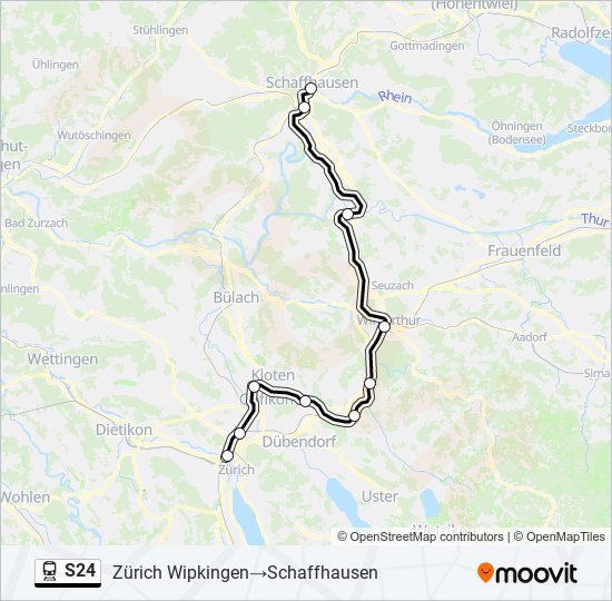 Plan de la ligne S24 de train