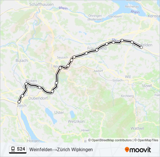 Plan de la ligne S24 de train