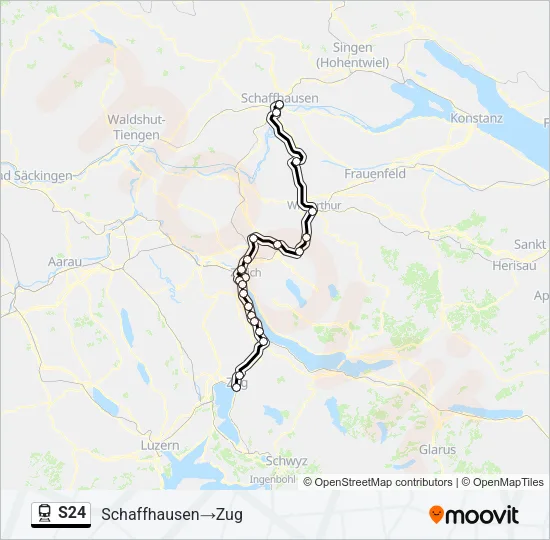 Plan de la ligne S24 de train
