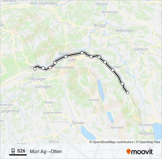 Plan de la ligne S26 de train