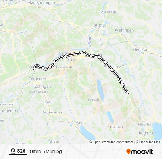 S26 Map S26 Route: Schedules, Stops & Maps - Olten→Muri Ag (Updated)