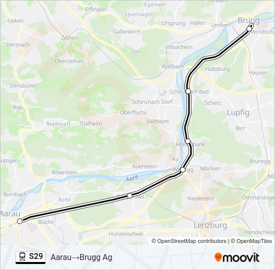 Plan de la ligne S29 de train