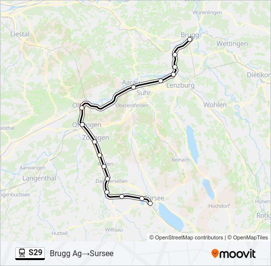 Plan de la ligne S29 de train