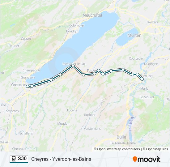 Plan de la ligne S30 de train