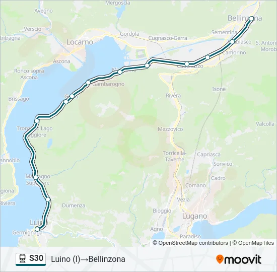 Plan de la ligne S30 de train