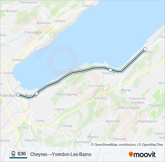 Plan de la ligne S30 de train