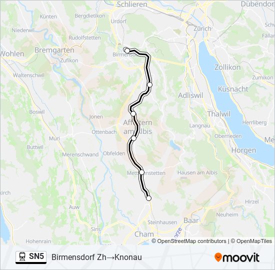 Bahnlinie SN5 Karte