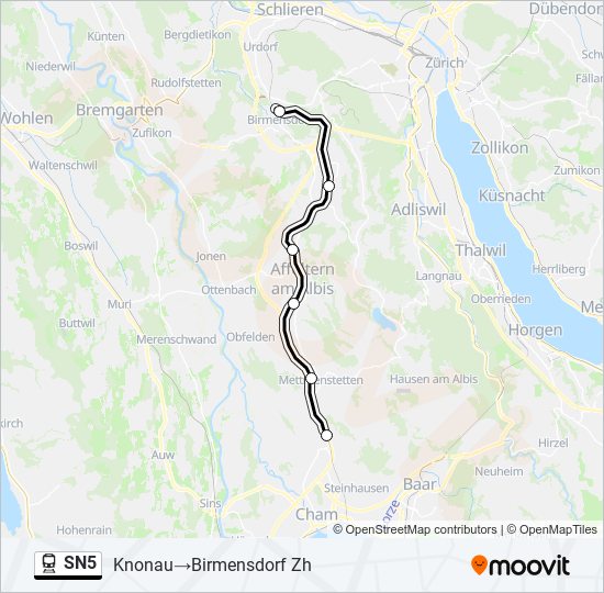 Bahnlinie SN5 Karte