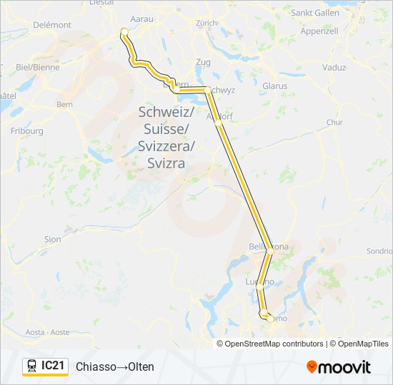 IC21 train Line Map