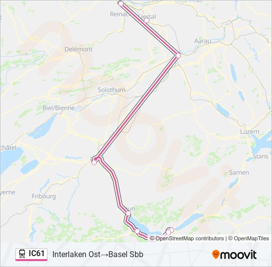 Plan de la ligne IC61 de train