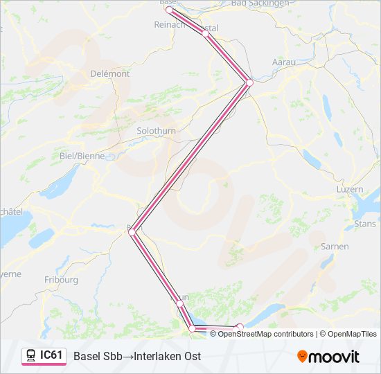 Plan de la ligne IC61 de train