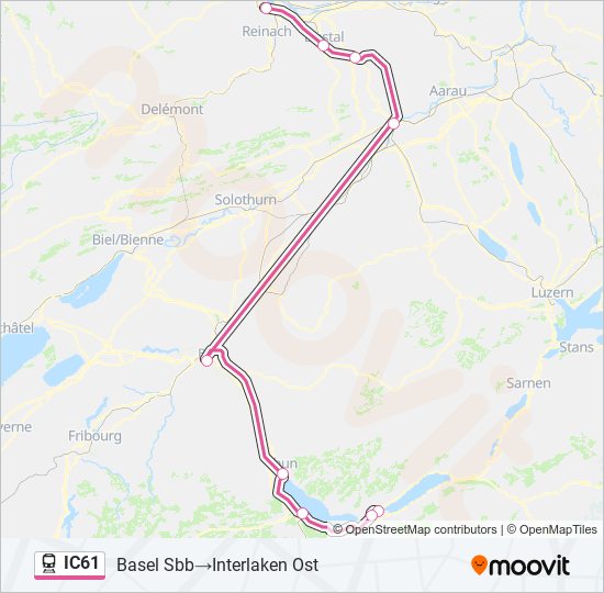 IC61 train Line Map