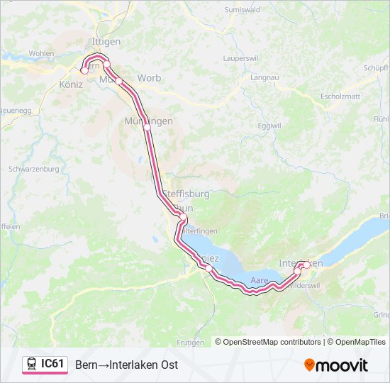 Plan de la ligne IC61 de train