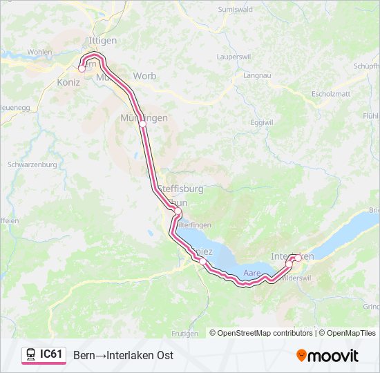 IC61 train Line Map