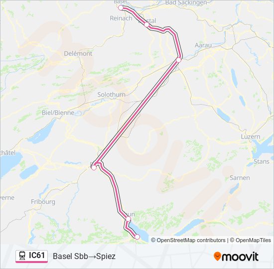 IC61 train Line Map