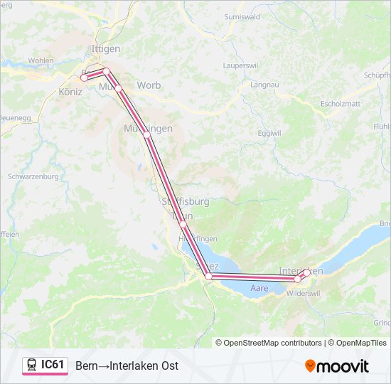 Plan de la ligne IC61 de train