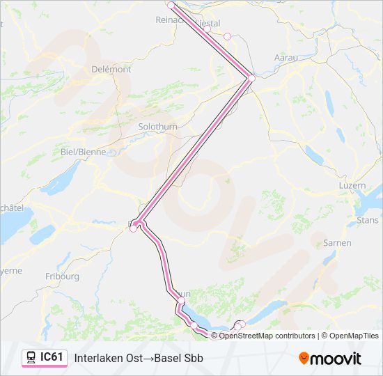 IC61 Train Line Map