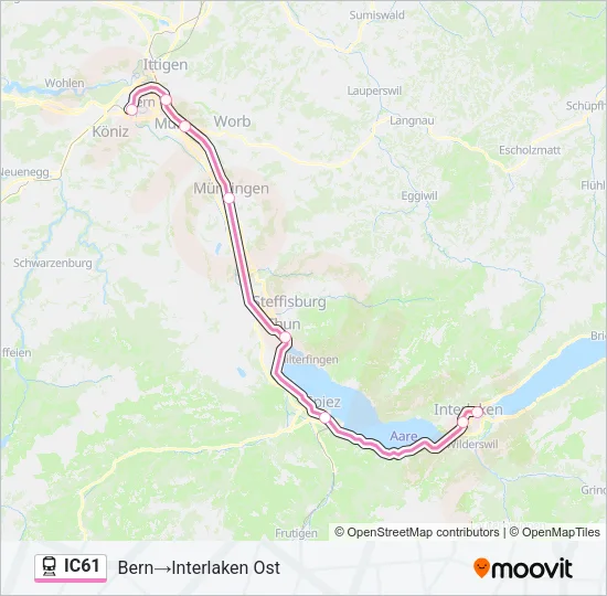 IC61 Train Line Map