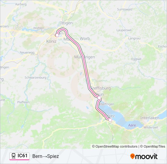 IC61 Train Line Map