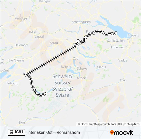 Plan de la ligne IC81 de train