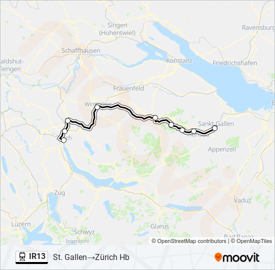 Plan de la ligne IR13 de train