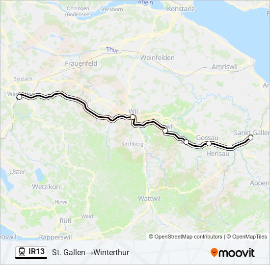 Plan de la ligne IR13 de train