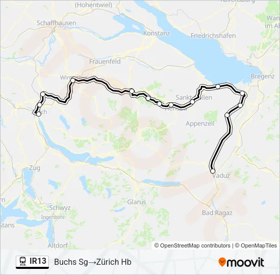 Plan de la ligne IR13 de train