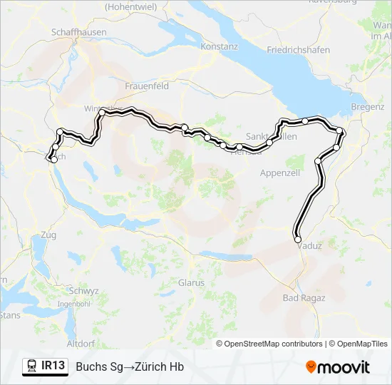Plan de la ligne IR13 de train
