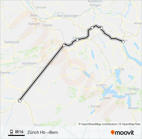 IR16 Train Line Map