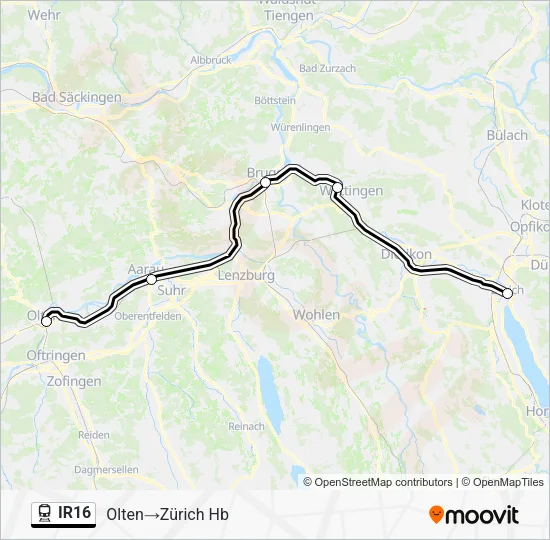 IR16 Train Line Map