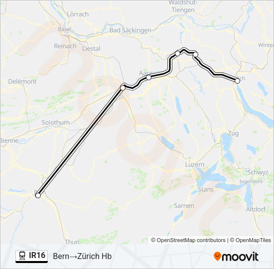 IR16 Train Line Map