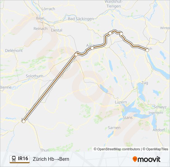 IR16 Train Line Map