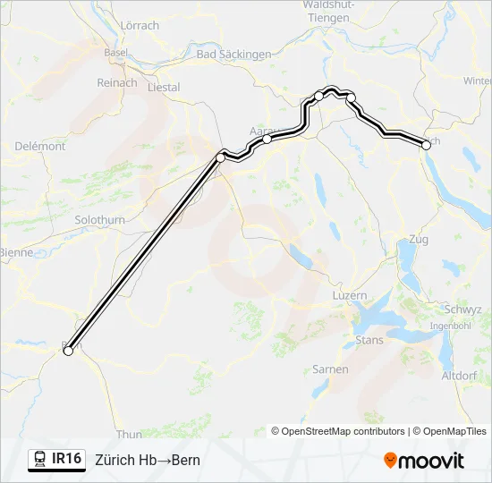 IR16 Train Line Map
