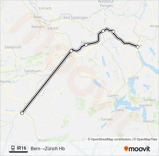 IR16 Train Line Map