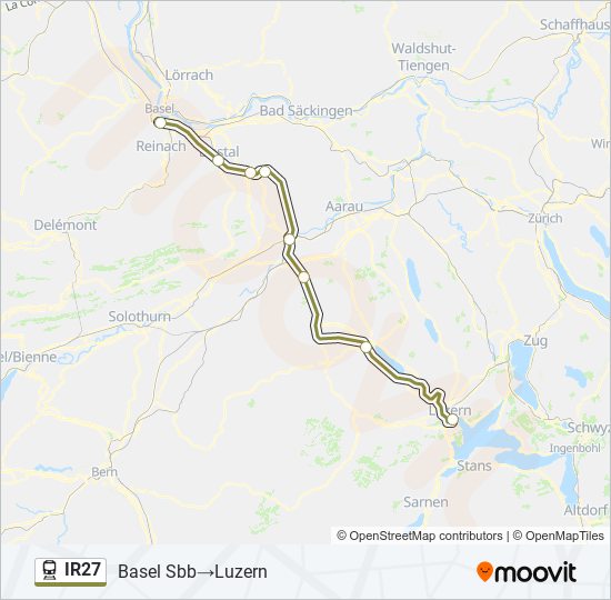 Plan de la ligne IR27 de train