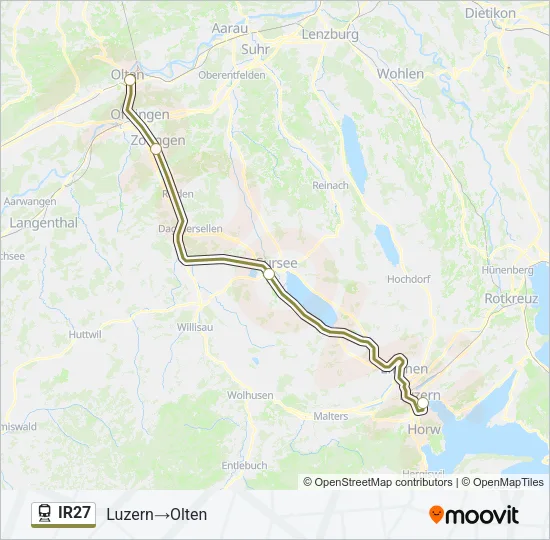 Plan de la ligne IR27 de train