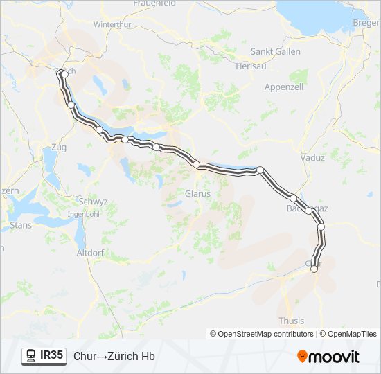 Plan de la ligne IR35 de train