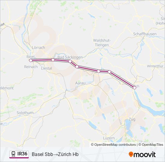 Plan de la ligne IR36 de train