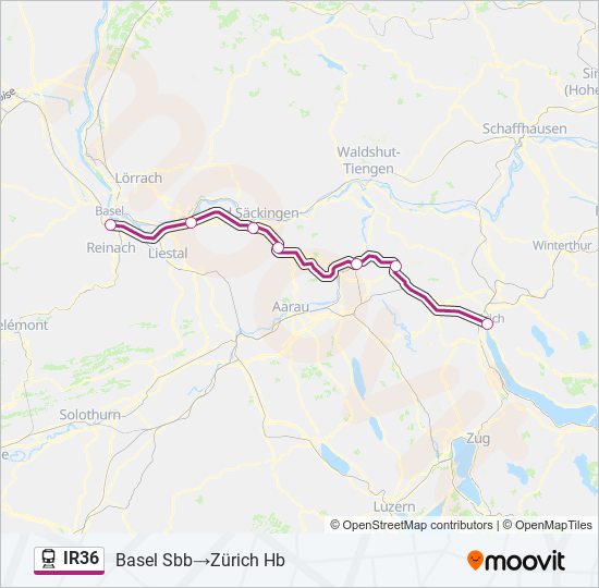 Plan de la ligne IR36 de train