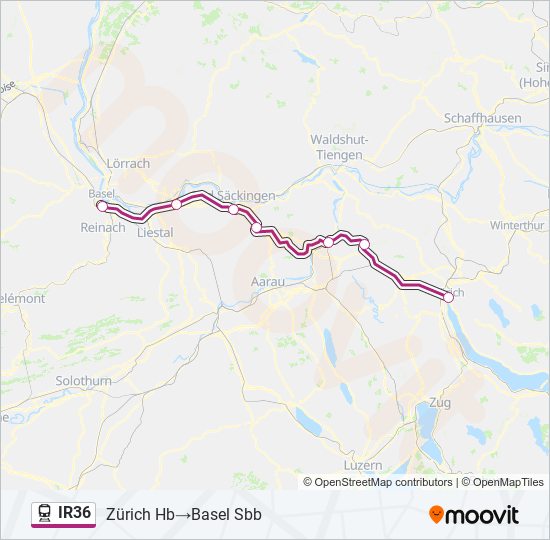 Plan de la ligne IR36 de train