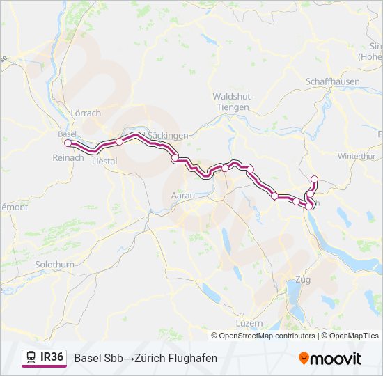 Plan de la ligne IR36 de train