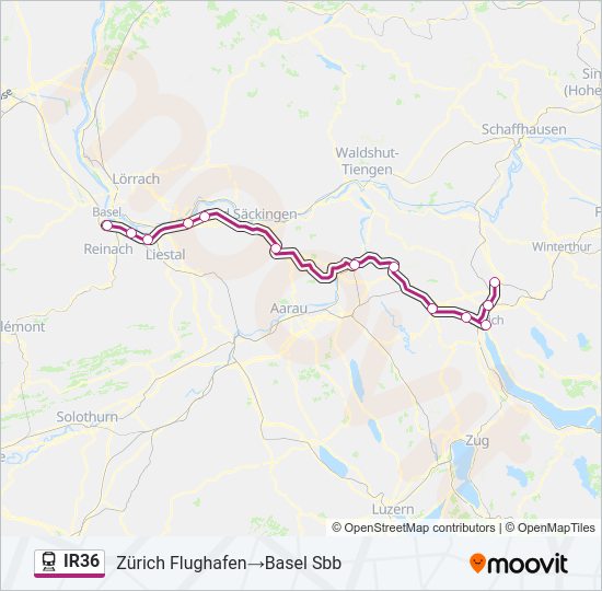 Plan de la ligne IR36 de train