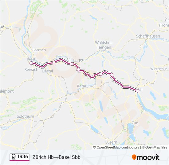 Plan de la ligne IR36 de train