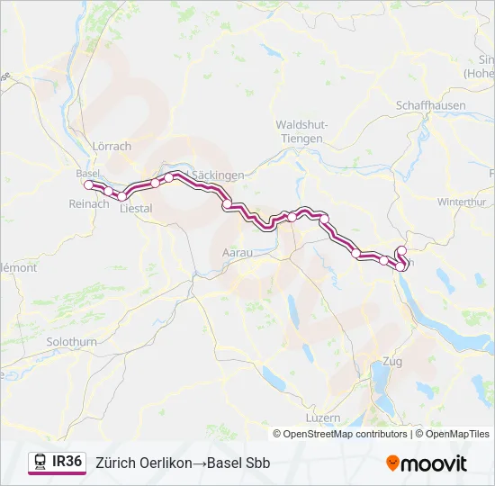 Plan de la ligne IR36 de train