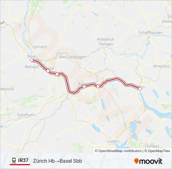 Plan de la ligne IR37 de train