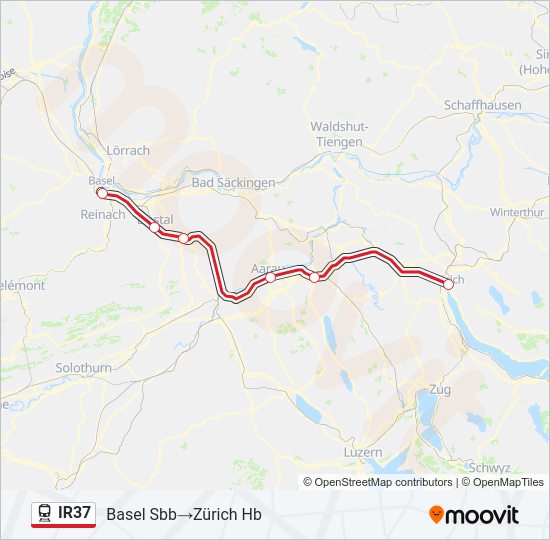 Plan de la ligne IR37 de train