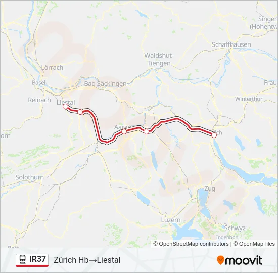 Plan de la ligne IR37 de train
